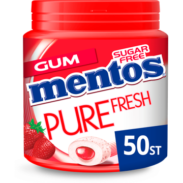 Mentos Gum Pure Fresh Aardbei Suikervrij Pot 50 stuks - JUMBO