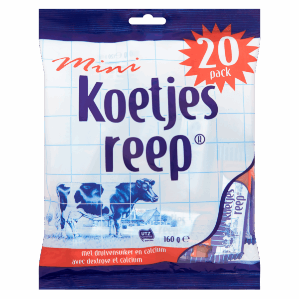 Merkloos Chocolade Koetjesreep Mini - PLUS