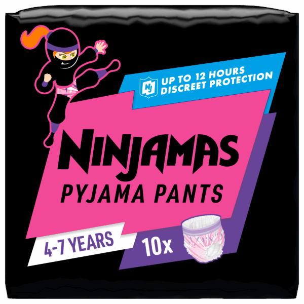 Ninjamas Absorberende pyjamabroekjes roze 4-7 - PLUS