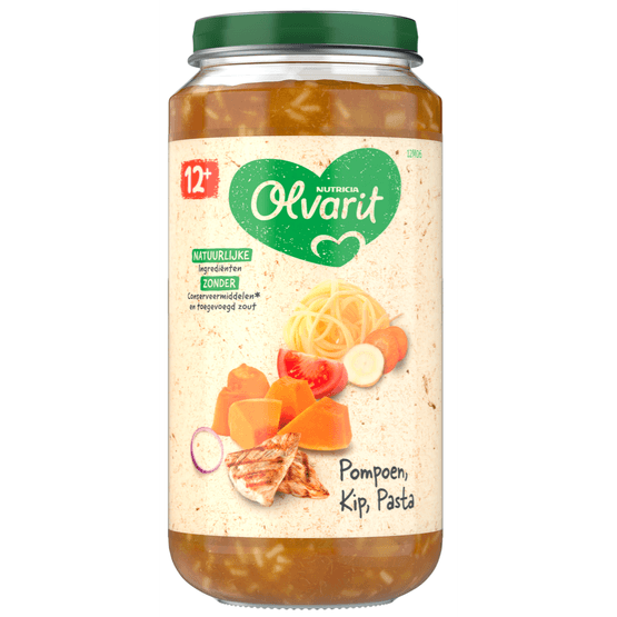 Olvarit 12+ Maanden Pompoen Kip Pasta - Dirk