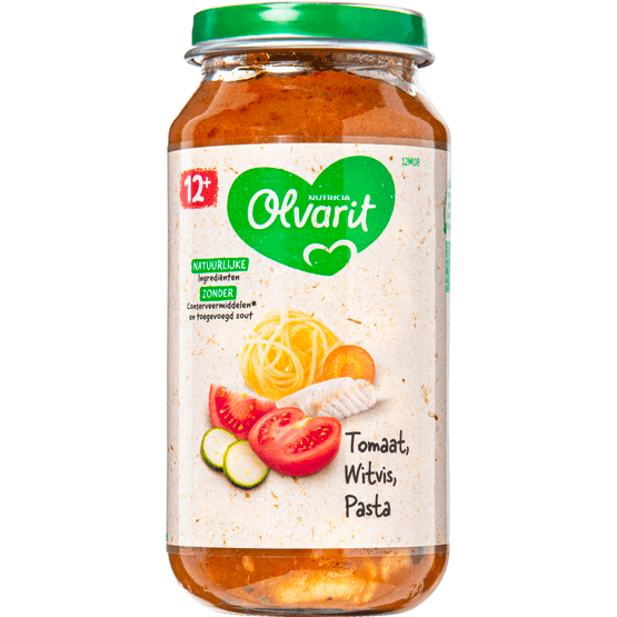 Olvarit 12+ Maanden Tomaat Witvis Pasta - Dirk