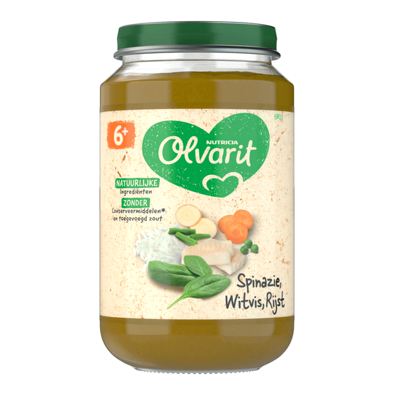Olvarit 6+ Maanden Spinazie Witvis Rijst - Dirk