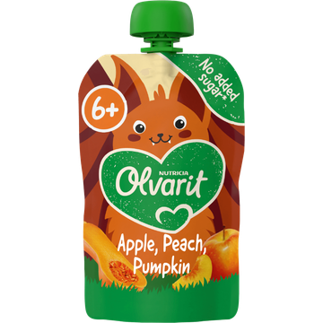 Olvarit 6M+ Knijpfruit Appel Perzik Pompoen - JUMBO