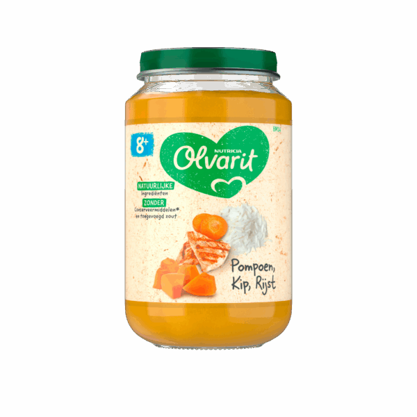 Olvarit 8+mnd Pompoen Kip Rijst - PLUS