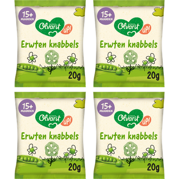 Olvarit Up! Erwten Knabbels 15+ maanden - bundel 4x20g - JUMBO