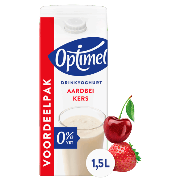 Optimel Drink aardbei-kers voordeelpak 0% vet - PLUS