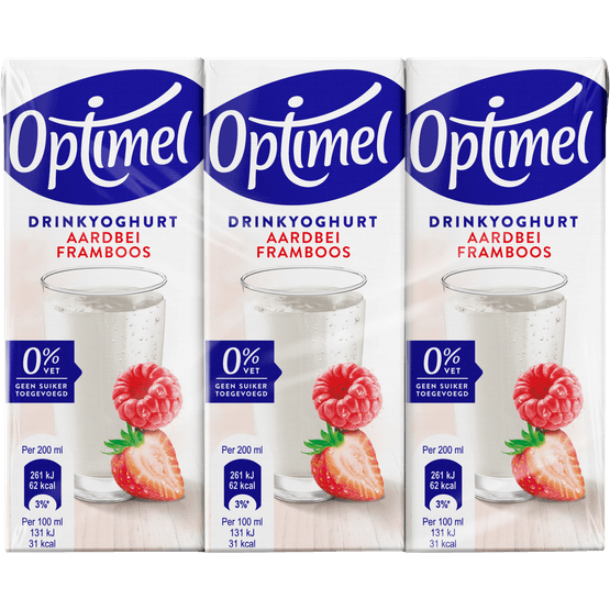 Optimel Drinkyoghurt aardbei framboos - Dirk