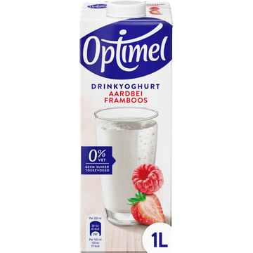 Optimel Langlekker Drinkyoghurt Aardbei Framboos 0% Vet - JUMBO