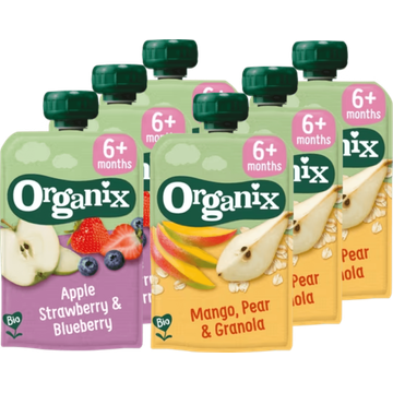 Organix Knijpfruit 6+m 2 Smaken Pakket 6 stuks - JUMBO
