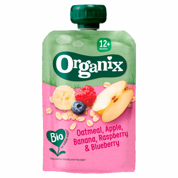 Organix Knijpfruit Haver Appel Banaan 12+m - PLUS