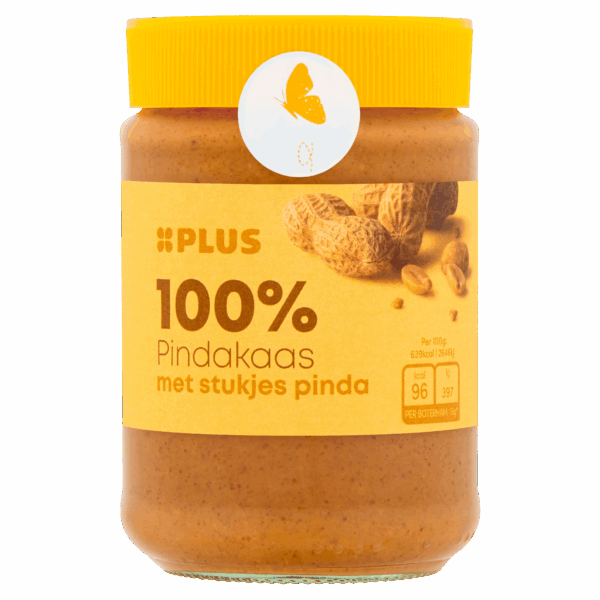 PLUS 100% pindakaas met stukjes pinda - PLUS