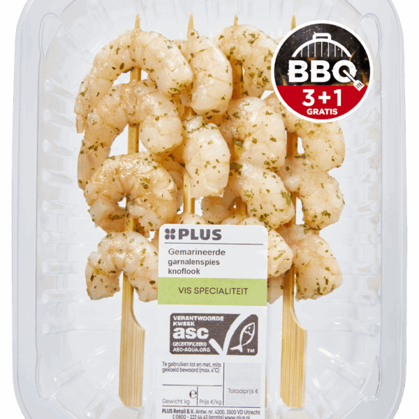 PLUS BBQ Garnalenspies knoflook - PLUS
