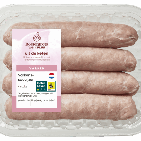 PLUS Boerentrots Varkenssaucijzen 4 st - PLUS