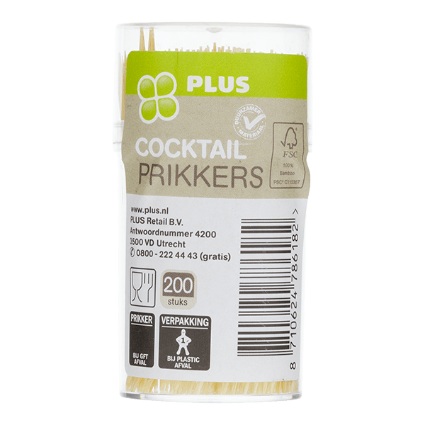 PLUS Cocktailprikkers bamboe FSC 65mm - PLUS