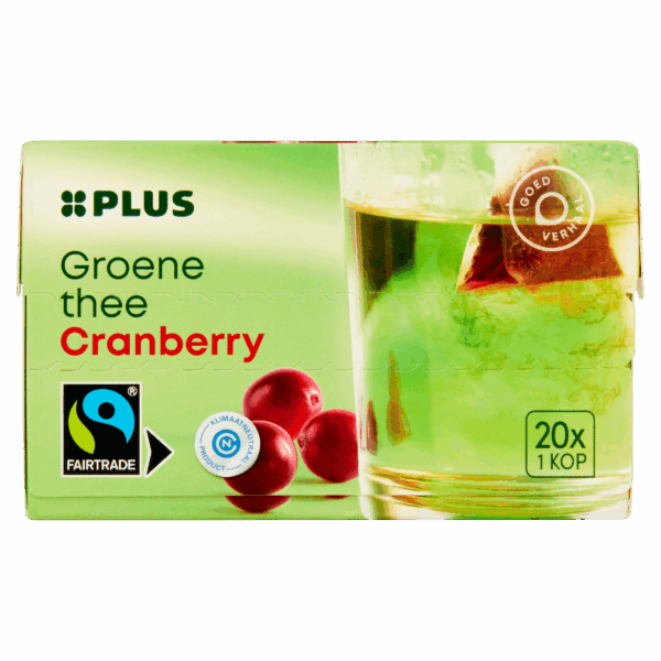 PLUS Groene Thee Cranberry Fairtrade - PLUS