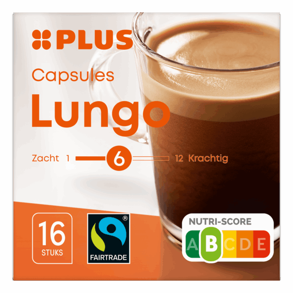 PLUS Koffiecapsules Lungo fairtrade - PLUS