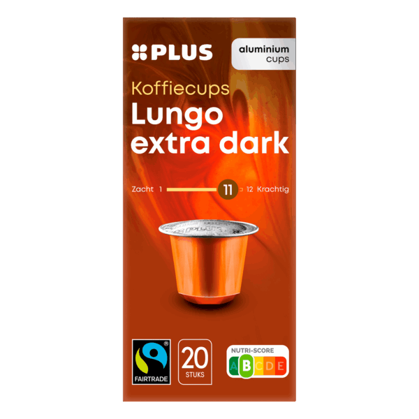 PLUS Koffiecups Lungo Extra Dark Fairtrade - PLUS
