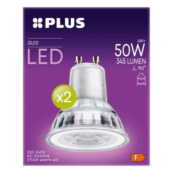 PLUS Lamp LED 50W Spot GU10 2PK - PLUS