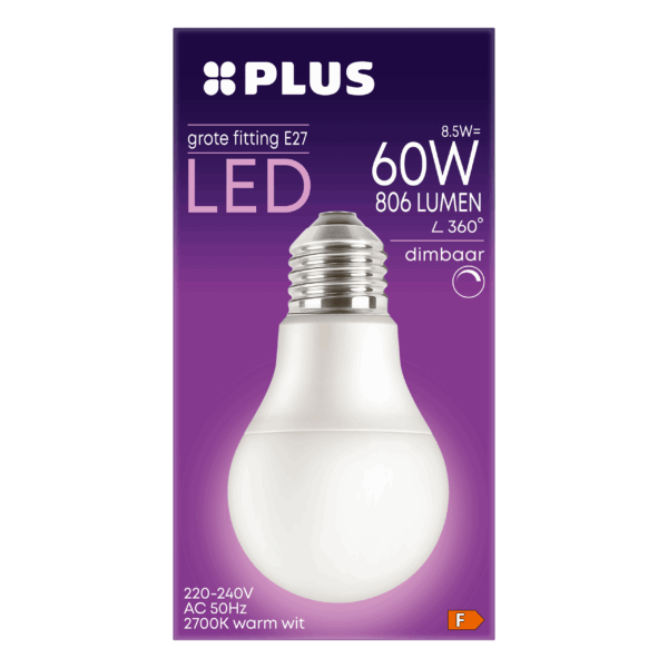 PLUS Lamp LED 60W grote fitting mat dimbaar - PLUS