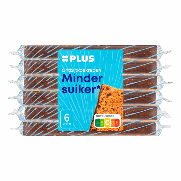 PLUS Ontbijtkoekrepen Minder suiker 6 pack - PLUS