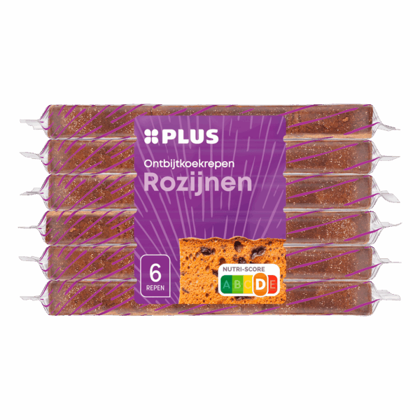 PLUS Ontbijtkoekrepen Rozijnen 6 pack - PLUS