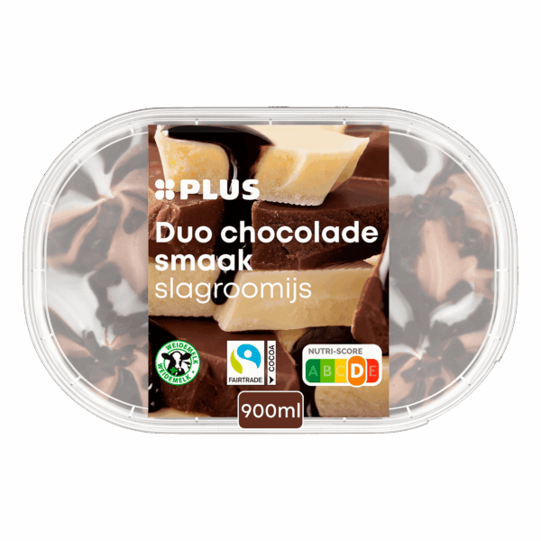 PLUS Slagroomijs Duo Chocolade - PLUS