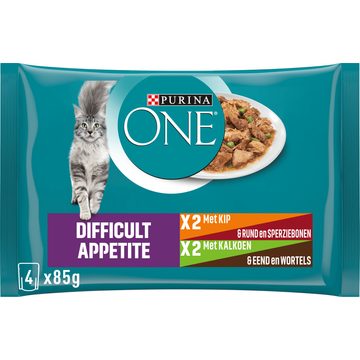 PURINA ONE® Difficult Appetite Rijk aan Kip en Rund / Kalkoen en Eend kattenvoer nat - JUMBO