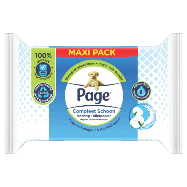 Page Compleet Schoon Vochtig WC Papier Maxi - PLUS