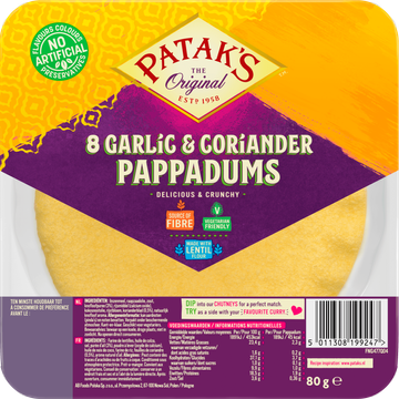 Pappadums Garlic & Coriander - JUMBO