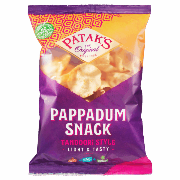 Patak's Indiase snack Pappadum snack tandoori - PLUS