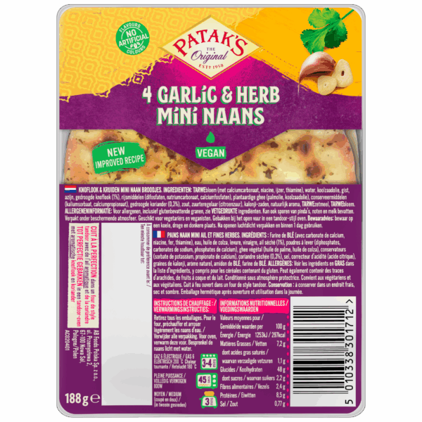 Patak's Mini naan knoflook en kruiden - PLUS