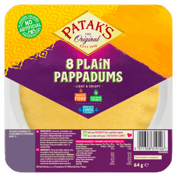 Patak's Pappadums ready to eat - PLUS