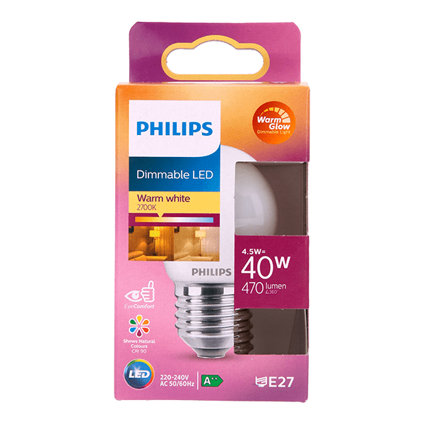 Philips LED 40W kogel E27 mat dimbaar - PLUS