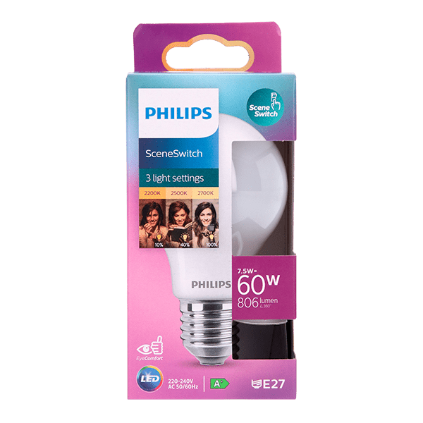 Philips LED 60W peer E27 mat switch niet dim - PLUS