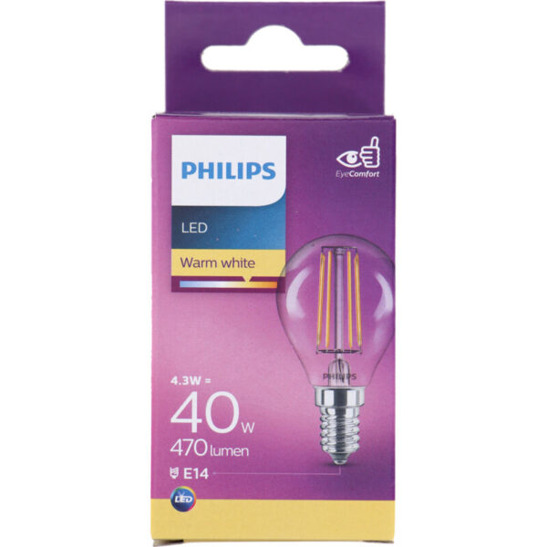 Philips LED Filament Kogelhelder E14 40W - Albert Heijn