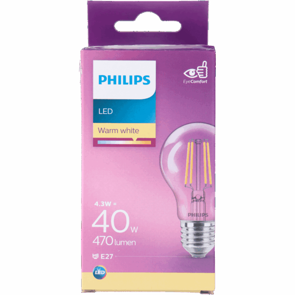 Philips LED filament bulb 40W E27 box - PLUS
