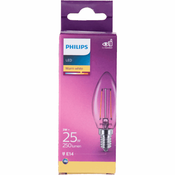 Philips LED filament kaars 25W E14 box - PLUS