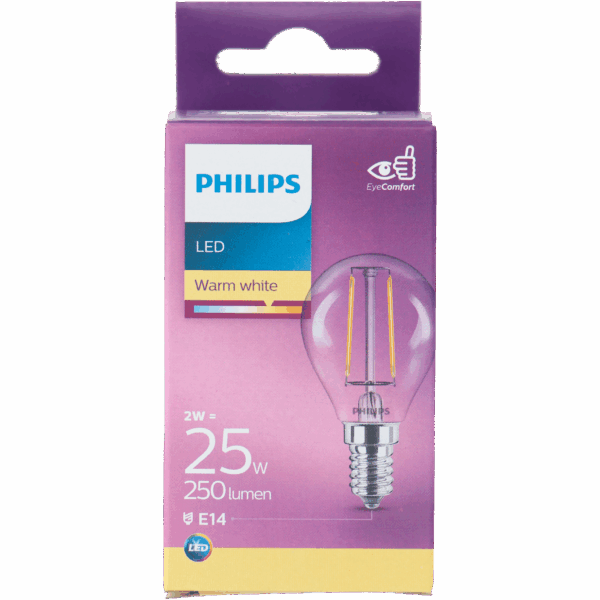 Philips LED filament kogel 25W E14 box - PLUS