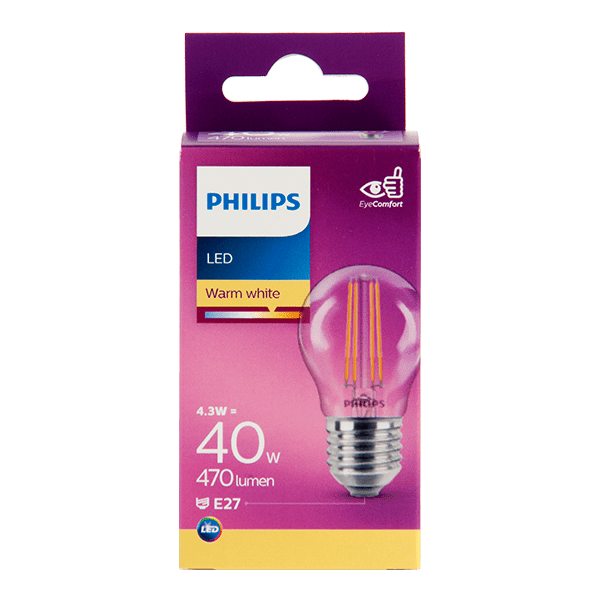 Philips LED filament kogel 40W E27 box - PLUS