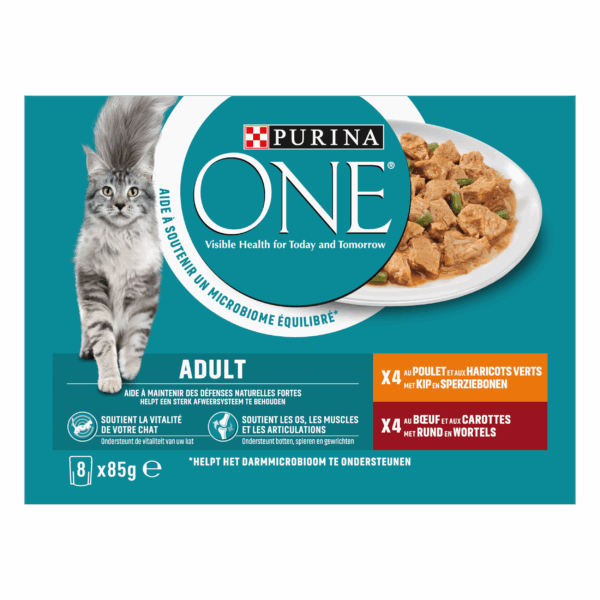 Purina One Adult kattenvoer nat kip/rund in saus - PLUS