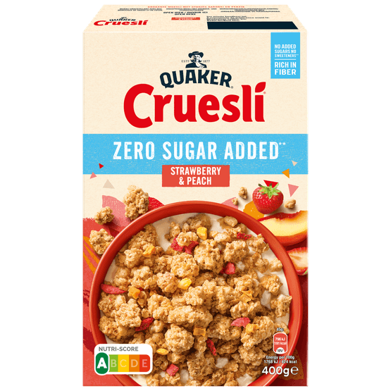 Quaker Cruesli strawberry & peach zero sugar - Dirk