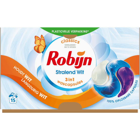 Robijn Vloeibaar wasmiddel 3 in 1 caps. stralend wit - Dirk