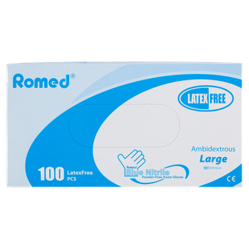 Romed Blue Nitrile Handschoenen Poedervrij L - 100 Stuks - JUMBO