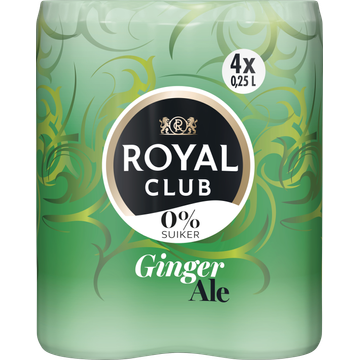 Royal Club - Zero Sugar - Ginger Ale - Blik - 4 x 250 ml - JUMBO
