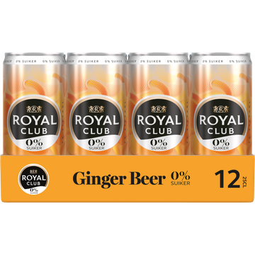 Royal Club Zero Sugar - Ginger Beer - Tray - Blik - 12 x 250 ml - JUMBO
