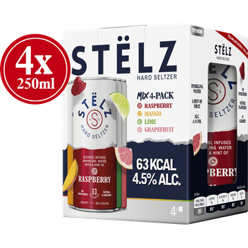 STËLZ - Hard Seltzer - Multipack - 4 x 250ML - JUMBO