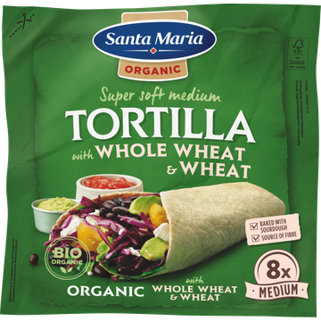 Santa Maria Organic Super Soft Medium Tortilla with Whole Wheat & Wheat - JUMBO