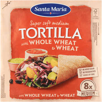 Santa Maria Super Soft Medium Tortilla with Whole Wheat & Wheat - JUMBO