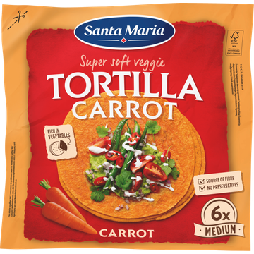 Santa Maria Super Soft Veggie Tortilla Carrot 6 Stuks - JUMBO