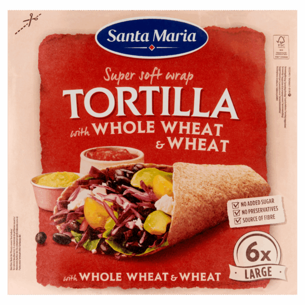 Santa Maria Tortilla Wrap met Volkorentarwe L - 6 st - PLUS